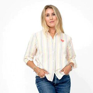 Kerri Rosenthal Shrunken Pia Shirt Tunic Top Buttondown Striped Poplin XS